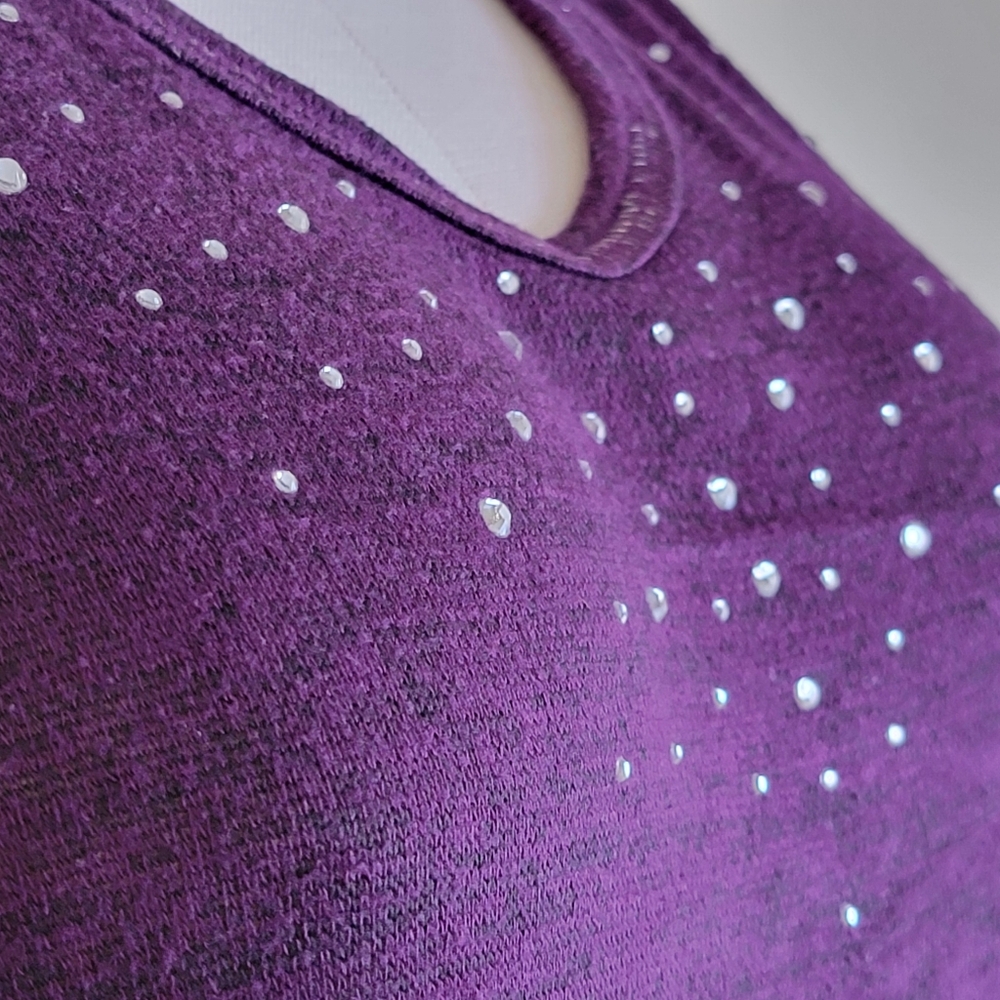 Purple Rhinestone Bedazzled Knit Top - Picture 3 of 7